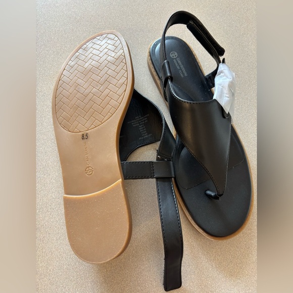 NEW Gianni Bernini Nennie Black Memory Foam Thong Sandal - Picture 5 of 6